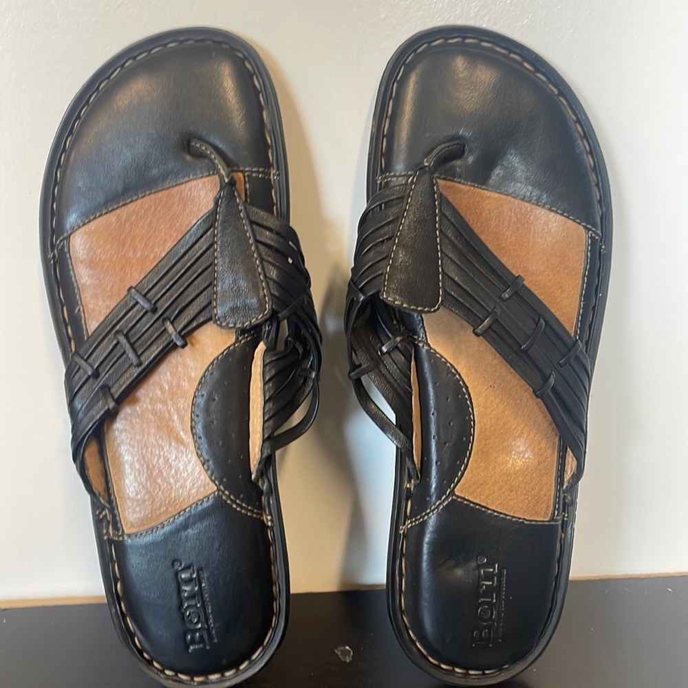 Born leather sandals.  Comfy.  Worn once